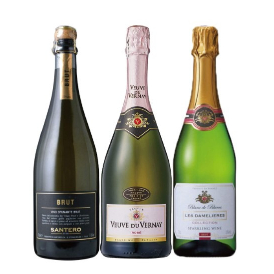 酒のダイナミック 世界の辛口 スパークリングワイン 飲み比べ 3本セット