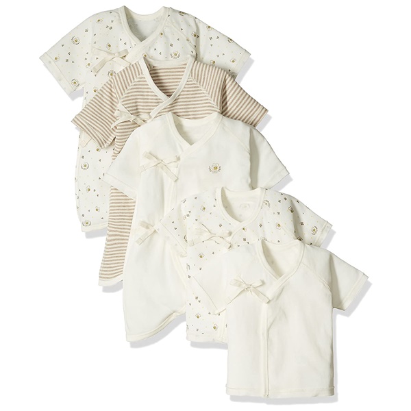 スキップハウス 新生児肌着5枚組 みつばち柄 キナリ 綿100% RNB-16