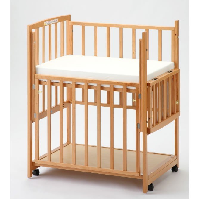 ヤマサキ ベビーベッド国産 ハイタイプコンパクトベッド ツーオープン H1-90040