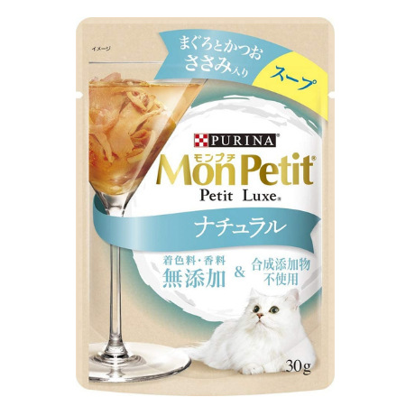 ピュリナ モンプチ キャットフード プチリュクスパウチ ナチュラル スープ 成猫 ささみ入りまぐろとかつお