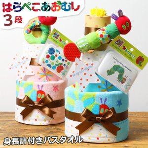 はらぺこあおむし おむつケーキ 出産祝い 名入れ刺繍 3段
