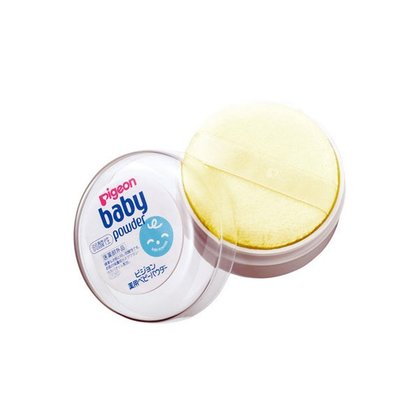 ピジョン 薬用ベビーパウダー 弱酸性 イエローパフ付