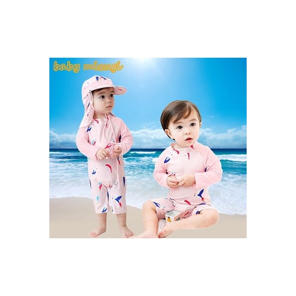 swimwear ラッシュガード ベビーオールインワンスイムキャップ付き2点セット