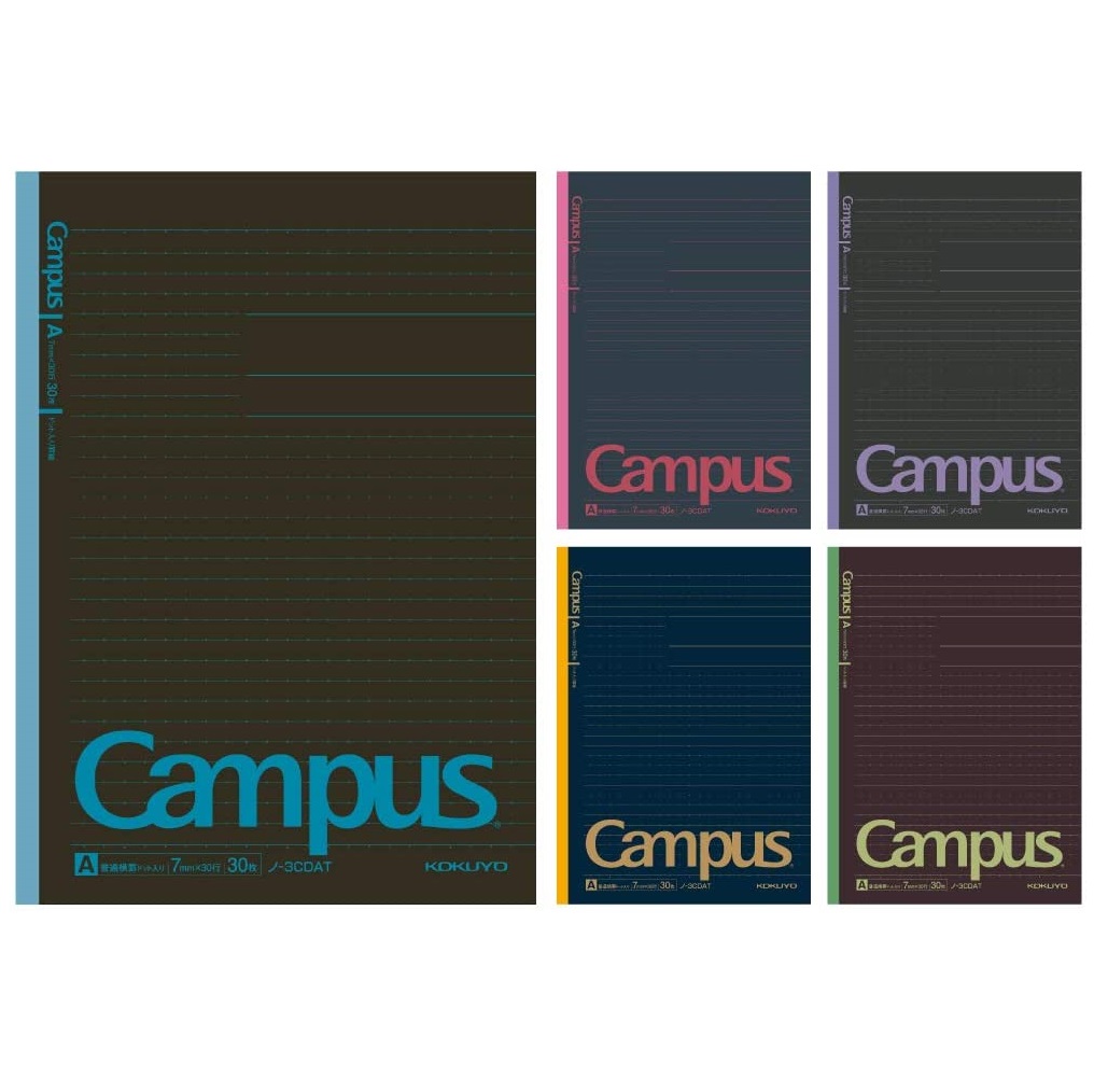 コクヨ キャンパスノート 5冊 ブラック カラー表紙 5色パック ノー3CDATN×5
