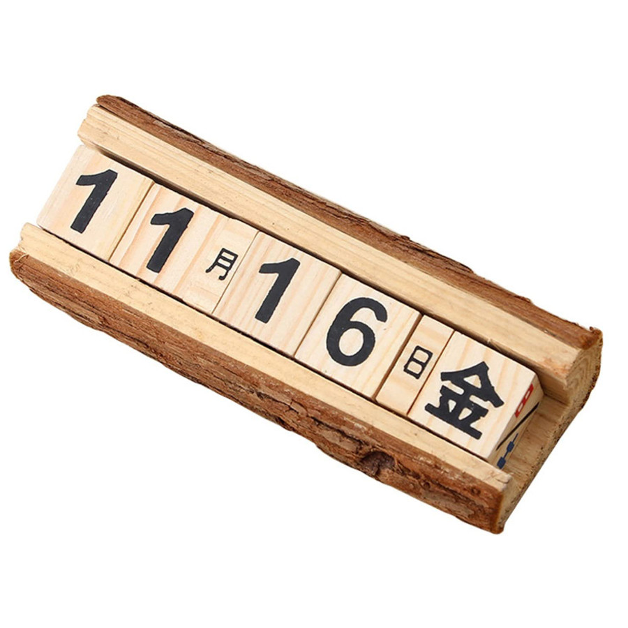 LULUFUN 日めくりカレンダー 木製 万年カレンダー 520392989