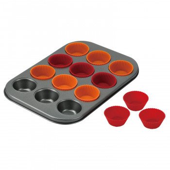 パール金属 ベイクメイド シリコーン加工マフィン型プレート D-6589