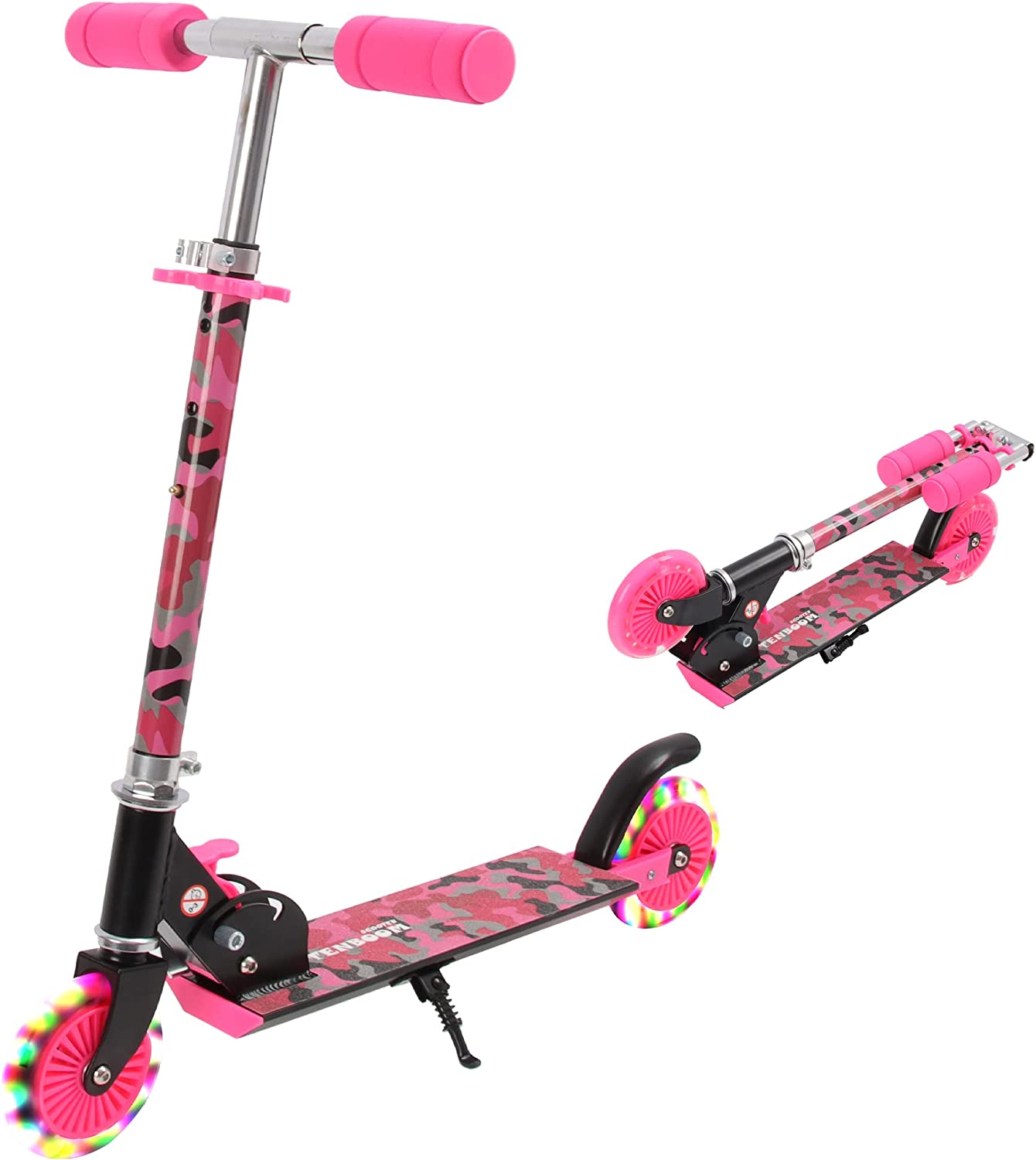 tenboom キックスクーター 子供用 光る led タイヤ スタンド付き