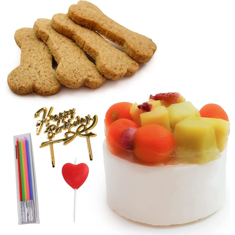 魔法洋菓子店ソルシエ 小型犬用 クリーム ケーキ 2号 直径7cm 約110g ボーンクッキー4枚入 【バースデー飾り付】