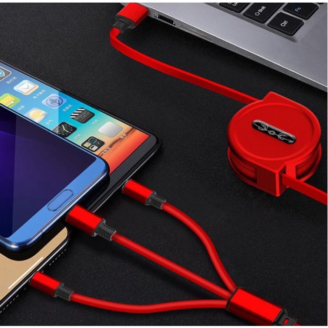 Catch Ahead SHOP 3 in 1 iPhone12/11/MicroUSB/type-c 巻取ケーブル