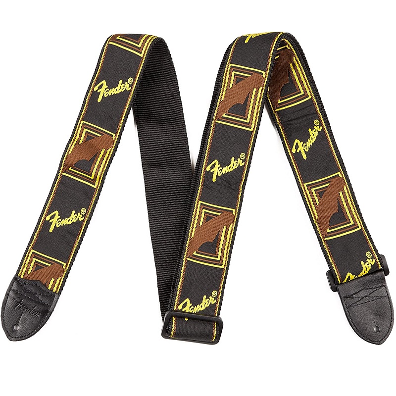 Fender （フェンダー） ストラップ Fender® 2″ Monogrammed Strap, Black/Yellow/Brown ‎990681000
