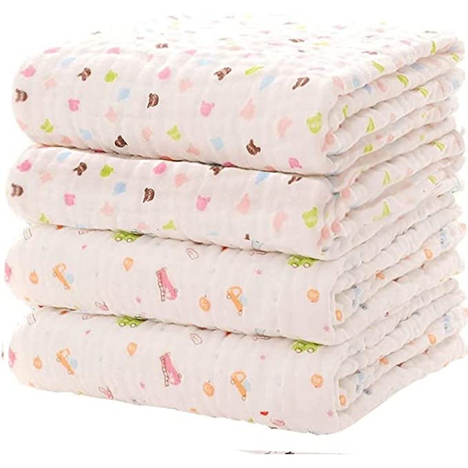 YUUWAベビーバスタオル ６重ガーゼ 綿100% 4枚セット 75cm×100cm 75c